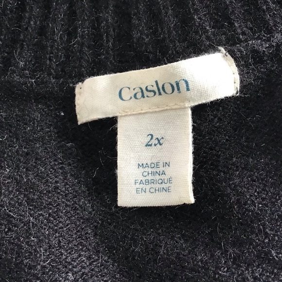 Caslon Wool/Cashmere blend black and grey stripe open front cardigan Size 2X - Picture 6 of 6